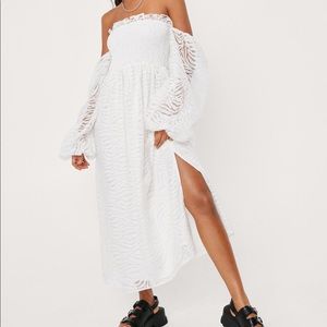 Nasty Gal Ruffle Chiffon Balloon Sleeve Maxi Dress